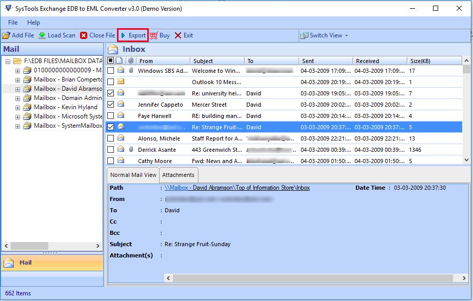 Start EDB to EML Conversion