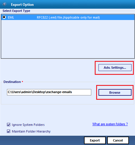 Find Location to Save EML