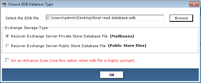 Select EDB Files Location